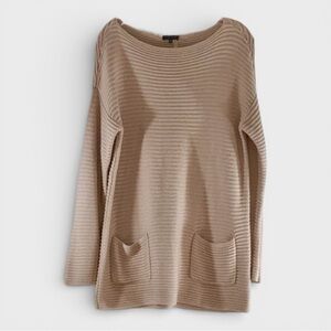 324 10/$50🏄🏻‍♀️ Vince Camuto Pink Cotton Blend Knit Tunic Sweater with Pockets